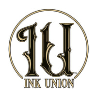 Ink Union Clothing Co. design with white background  featuring the ink union ring logo in black and gold