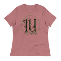 Ink Union Clothing Co. mauve t-shirt featuring the Ink Union ring logo in black and gold.